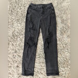 American Eagle Outfitters Black Distressed Straight Leg mom Jeans